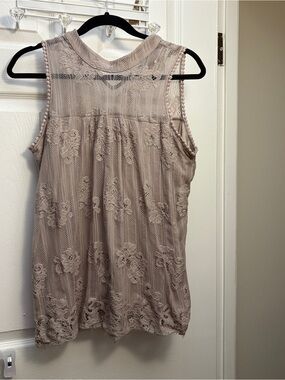 Smokey Gray Lace Overlay tank blouse fairy boho festival country chic feminine